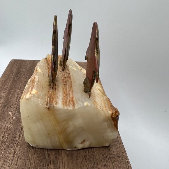 Quartz with Brass Penguins on Top Paper Weight - Picture 2 of 11